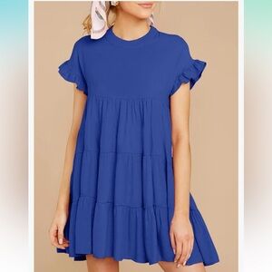 Blue Ruffle Sleeve Dress